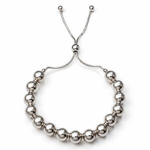 Sterling Silver 925 Beaded Ball Bolo Bracelet